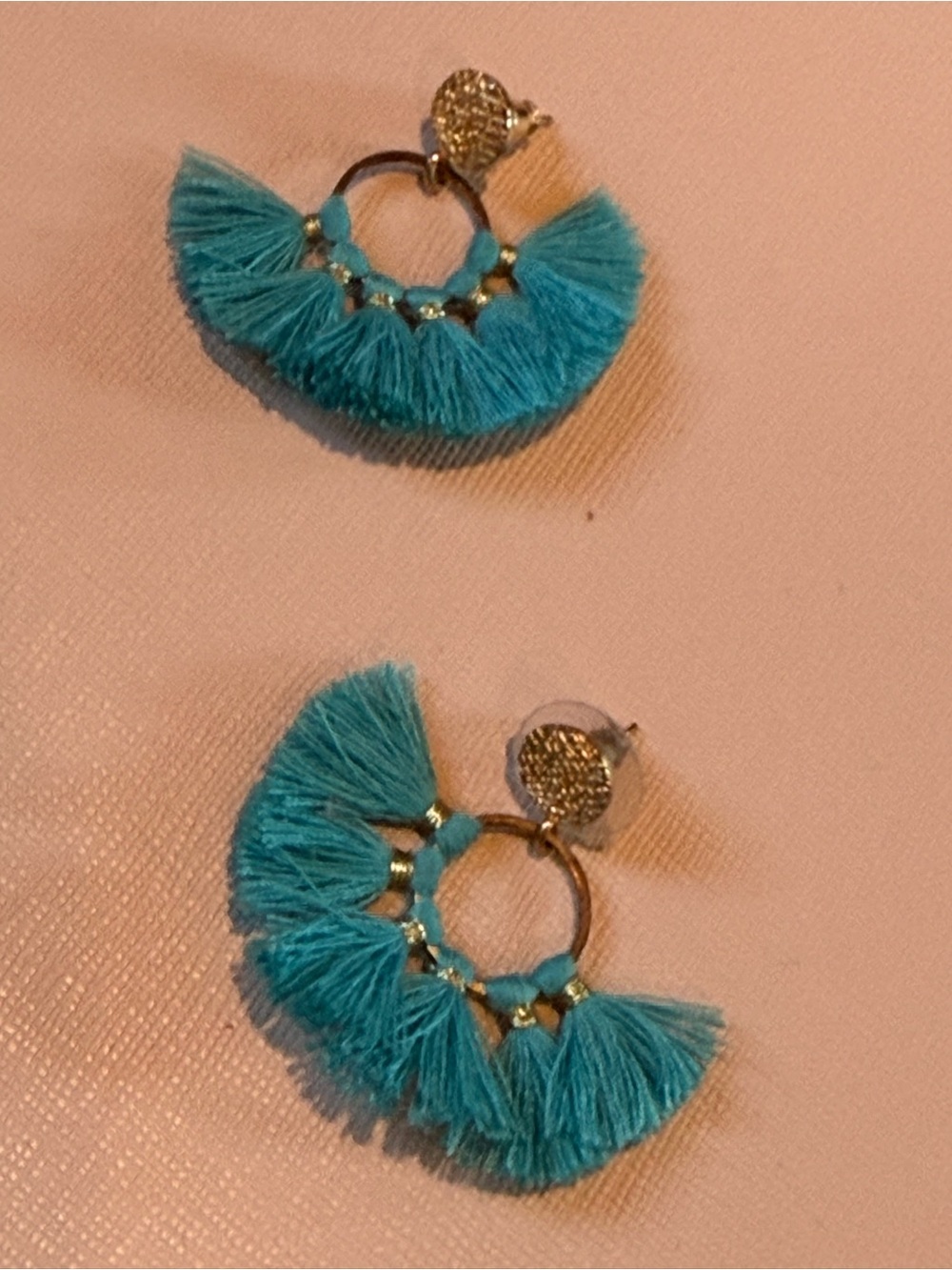 Turquoise Tassel Hoop Earrings - Fashion Jewelry